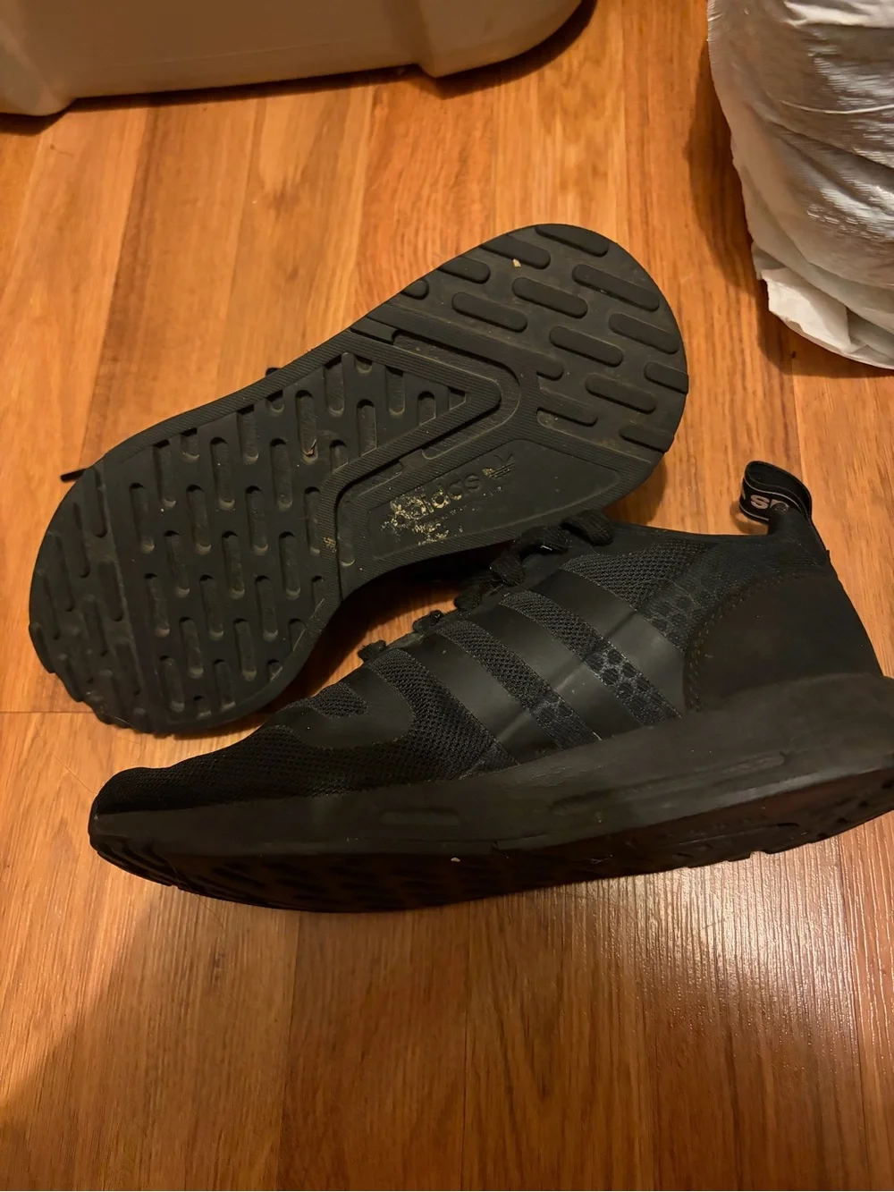 adidas Men's Black Athletic Sneakers with Logo Heel Tab